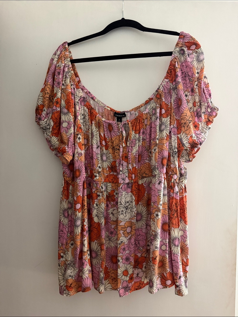 Torrid… Floral Scoop-Neck Tunic in Pink & Orange
